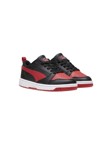 Puma Rebound V6 Lo Jr 393833 11 sneakers sportive unisex in pelle nero e rosso Puma - 1 Puma Rebound V6 Lo Jr scarpe sportive un