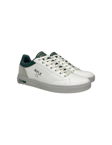 Rifle Jeans RFM424H60 sneakers uomo in similpelle bianco verde pino Rifle Jeans - 1 Rifle Jeans scarpe casual da uomo in ecopell