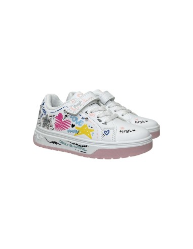 Primigi Kids 6972300 sneakers bambina in nappa bianco multicolor Primigi - 1 Primigi Kids scarpe bambina in similpelle bianco co