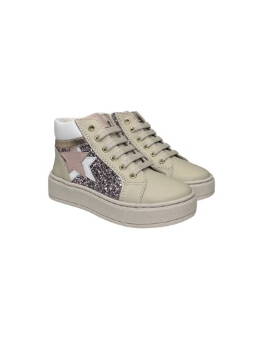 Balducci KIAB1093 sneakers bambina in pelle beige Balducci - 1 Balducci Kids scarpe bambina in pelle e glitter multicolor con ch