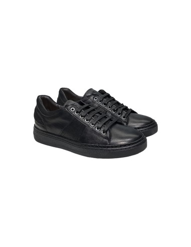 Exton 877 sneakers uomo in pelle total black Exton - 1 Exton scarpe casual uomo in vera pelle nero 