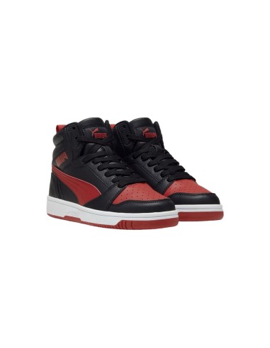 Puma Rebound V6 Mid Jr 393831 11 sneakers sportive unisex in in pelle nero rosso Puma - 1 Puma Rebound V6 Mid Jr scarpe sportive