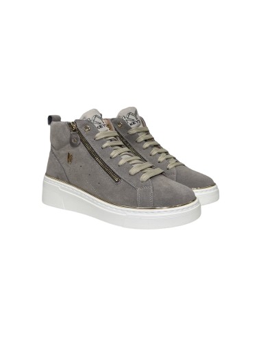 Keys K-9890 sneakers donna in camoscio taupe Keys - 1 Keys scarpe alte donna in camoscio con chiusura lacci e cerniera 