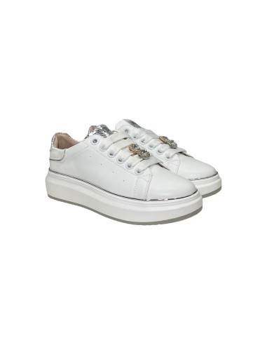 Keys K-9802 sneakers donna in pelle bianco argento Keys - 1 Keys scarpe casual donna in pelle white silver 