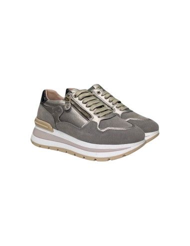 Keys K-10080 sneakers donna in pelle e camoscio taupe tortora Keys - 1 Keys scarpe casual donna cin pelle con chiusura lacci e c