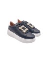 Keys K-9881 sneakers donna in pelle nero Keys - 1 Keys scarpe casual donna in vera pelle con accessorio diamanti 