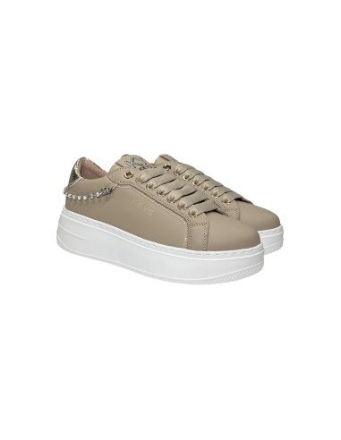 Keys K-9884 sneakers donna in pelle beige gold Keys - 1 Keys scarpe casual donna in vera pelle con accessori oro 