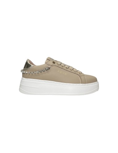 Keys K-9884 sneakers donna in pelle beige gold Keys - 2 Keys scarpe casual donna in vera pelle con accessori oro 