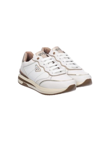 Keys K-9870 sneakers donna in pelle bianco gold Keys - 1 Keys scarpe casual donna in vera pelle white gold 