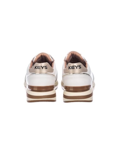 Keys K-9870 sneakers donna in pelle bianco gold Keys - 2 Keys scarpe casual donna in vera pelle white gold 