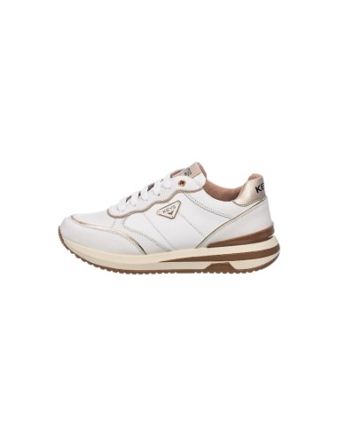 Keys K-9870 sneakers donna in pelle bianco gold Keys - 3 Keys scarpe casual donna in vera pelle white gold 