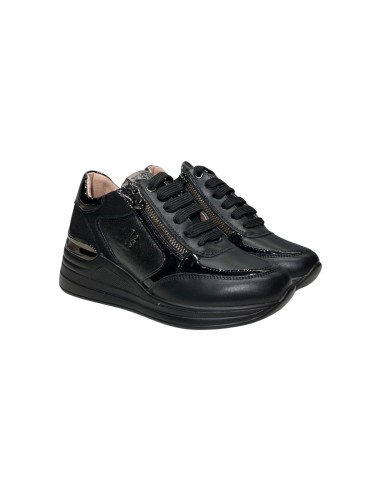 Keys K-9814 sneakers donna in vera pelle e camoscio nero Keys - 1 Keys scarpe casual donna in vera pelle con chiusura lacci e ce