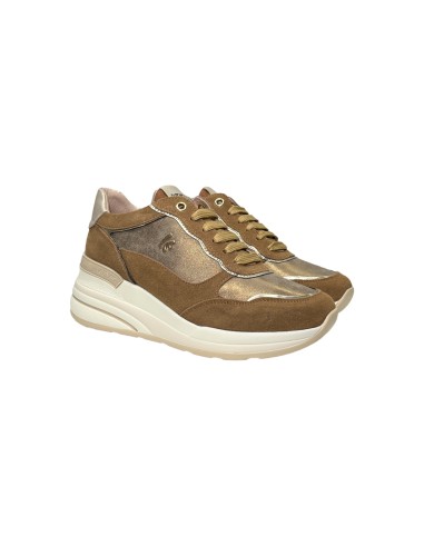 Keys K-9953 sneakers donna in pelle e camoscio cognac Keys - 1 Keys scarpe casual donna in vera pelle con chiusura lacci 