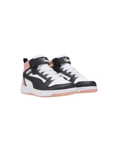 Puma Rebound V6 Mid AC+PS 393832 07 sneakers bambina bianco nero e rosa Puma - 1 Puma Rebound V6 Mid scarpe sportive kids in sim