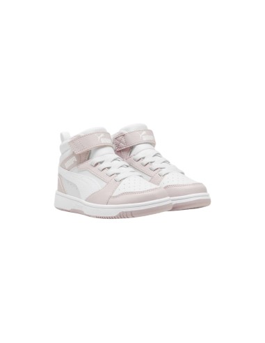 Puma Rebound V6 Mid AC+PS 393832 20 sneakers bambina in similpelle bianco rosa Puma - 1 Puma Rebound V6 Mid scarpe sportive kids