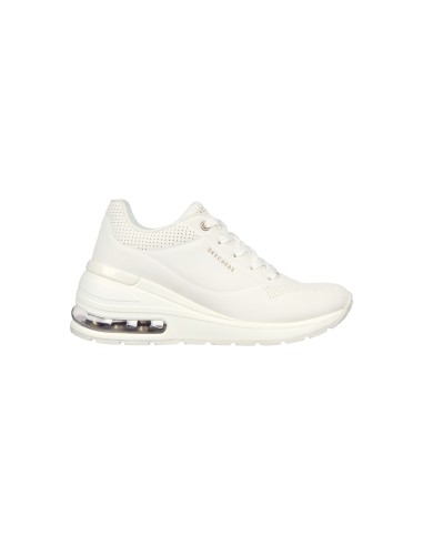 Skechers 155401/WHT sneakers donna in similpelle bianco Skechers - 1 Skechers scarpe donna con rialzo in ecopelle con sottopiede