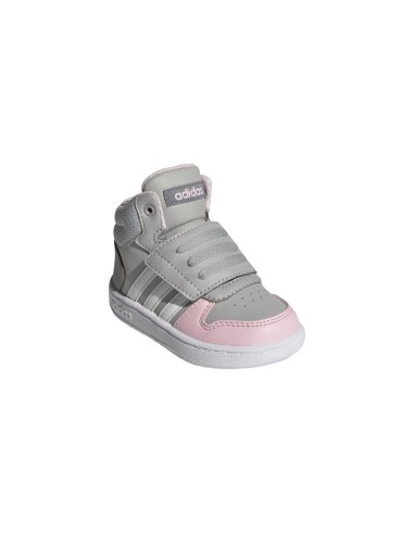 Adidas Hoops Mid 2.0 I GZ7779 sneakers bambina in similpelle rosa grigio Adidas - 2 Adidas Hoops Mid 2.0 I scarpe sportive bambi