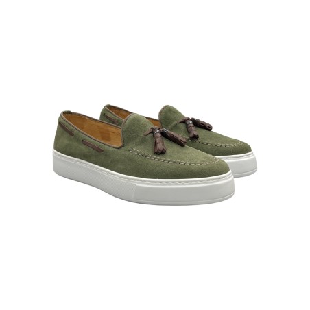 EXTON 511 mocassini uomo in camoscio verde bosco
