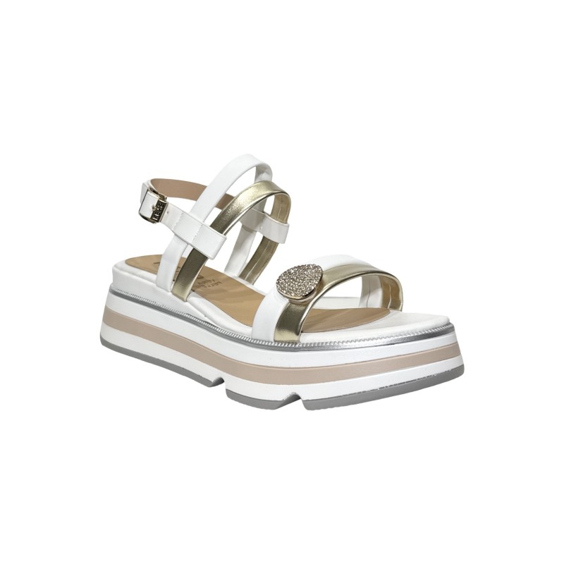 Keys K-11012 sandali donna in pelle color bianco/oro