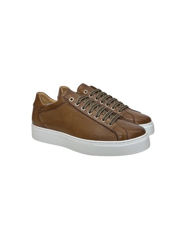 Exton 512 sneakers uomo in pelle color cognac Exton - 2 Exton scarpe uomo in vera pelle con chiusura lacci 