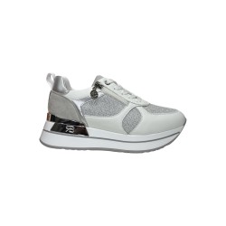 Renato Balestra RB2518 sneakers donna in similpelle e tessuto bianco silver