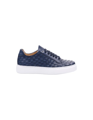 Exton 526 sneakers uomo intrecciato in pelle blu oceano Exton - 1 Exton scarpe uomo in vera pelle con chiusura lacci 