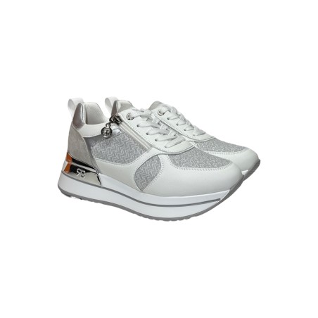 Renato Balestra RB2518 sneakers donna in similpelle e tessuto bianco silver