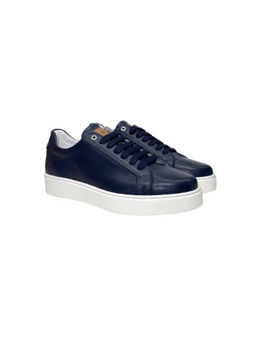 Exton 830 sneakers uomo in pelle bottolato blu Exton - 2 Exton scarpe uomo in vera pelle con chiusura lacci 