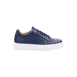 Exton 526 sneakers uomo intrecciato in pelle blu oceano