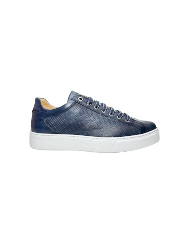 Exton 512 sneakers uomo in pelle microforata blu marine Exton - 1 Exton scarpe uomo in vera pelle con chiusura lacci 