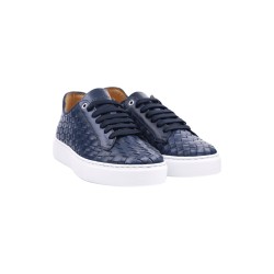 Exton 526 sneakers uomo intrecciato in pelle blu oceano 2