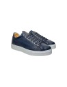 Exton 512 sneakers uomo in pelle microforata blu marine Exton - 2 Exton scarpe uomo in vera pelle con chiusura lacci 