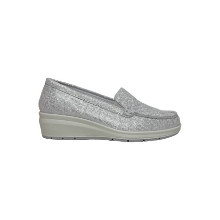 Enval Soft 7751822 mocassini donna in camoscio federa argento
