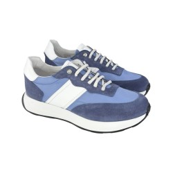 Exton 351 sneakers uomo in camoscio e tessuto color jeans