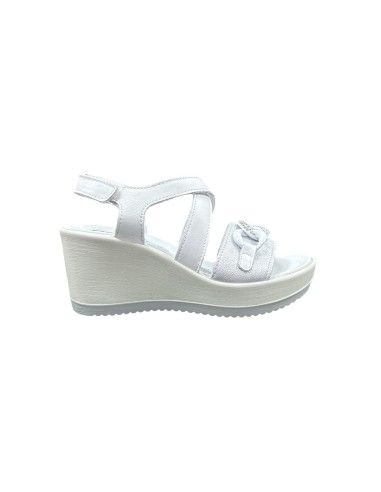 Enval Soft 7784422 sandali donna in pelle bianco silver Enval Soft - 1 Enval Soft sandali donna linea comoda in vera pelle con a