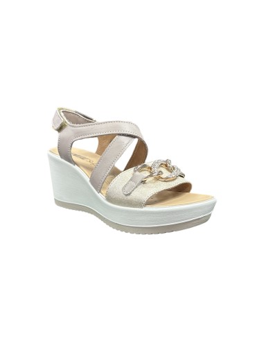 Enval Soft 7784411 sandali donna in pelle visone e oro Enval Soft - 2 Enval Soft sandali donna linea comoda in vera pelle con ap