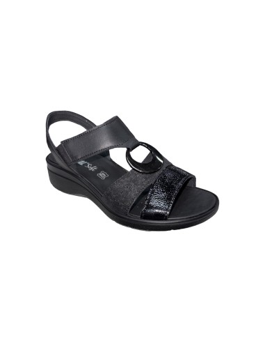 Enval Soft 7776700 sandali donna in pelle soft nero Enval Soft - 2 Enval Soft sandali donna linea comoda in vera pelle con chius