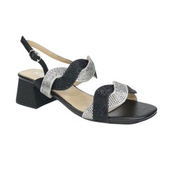 Keys K-7906 sandali donna in raso nero argento