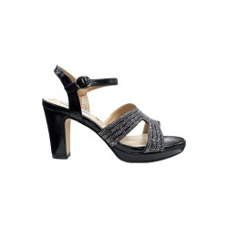 Queen Helena ZM9941 sandali donna in similpelle brillantinati neri