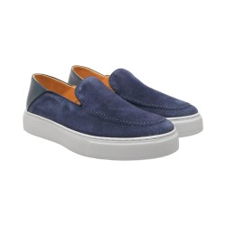 EXTON 566 slip on uomo in camoscio blu