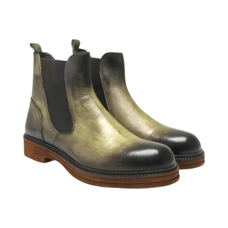 Exton 9156 stivaletti uomo in pelle verde pomiciato