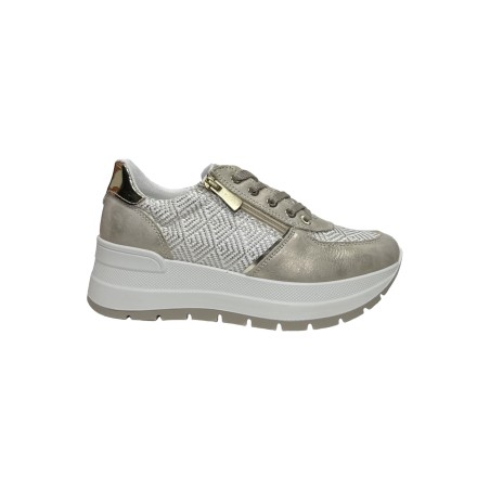 Igi&Co 7661311 sneakers donna in pelle laminato avorio platino