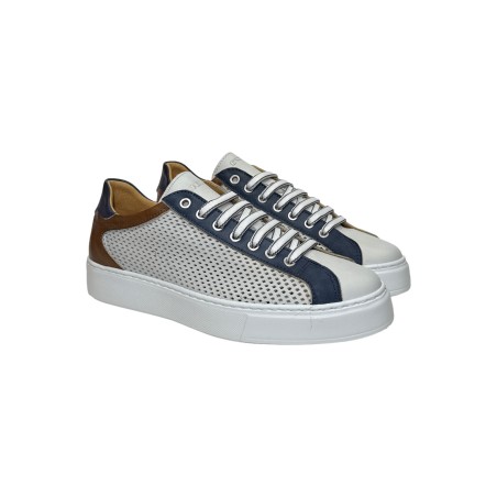 Exton 512 sneakers uomo in pelle bianco multicolor