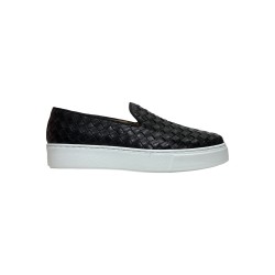 Exton 523 slip on uomo in pelle intrecciata nero