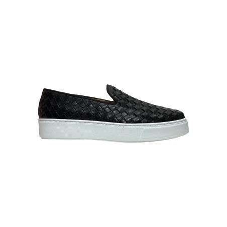 Exton 523 slip on uomo in pelle intrecciata nero