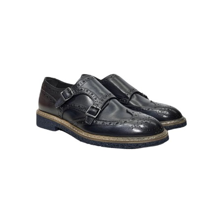 Exton 8143 scarpe eleganti uomo in pelle blu