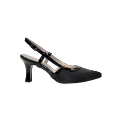 Sofia 8047 sandali donna satinati in pelle laminata nero