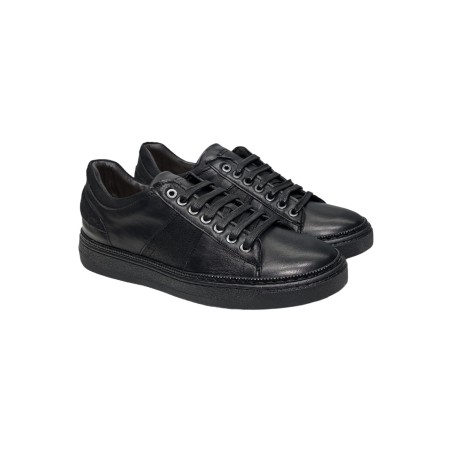Exton 877 sneakers uomo in pelle total black