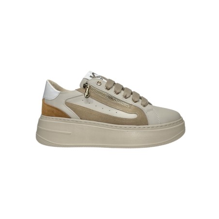 Keys K-10522 sneakers donna in pelle e camoscio beige cognac