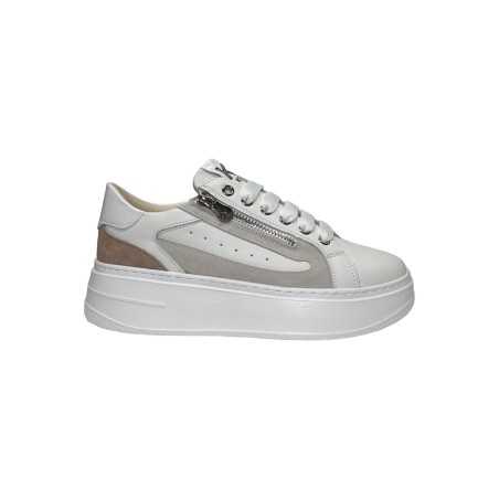 Keys K-10522 sneakers donna in pelle e camoscio bianco